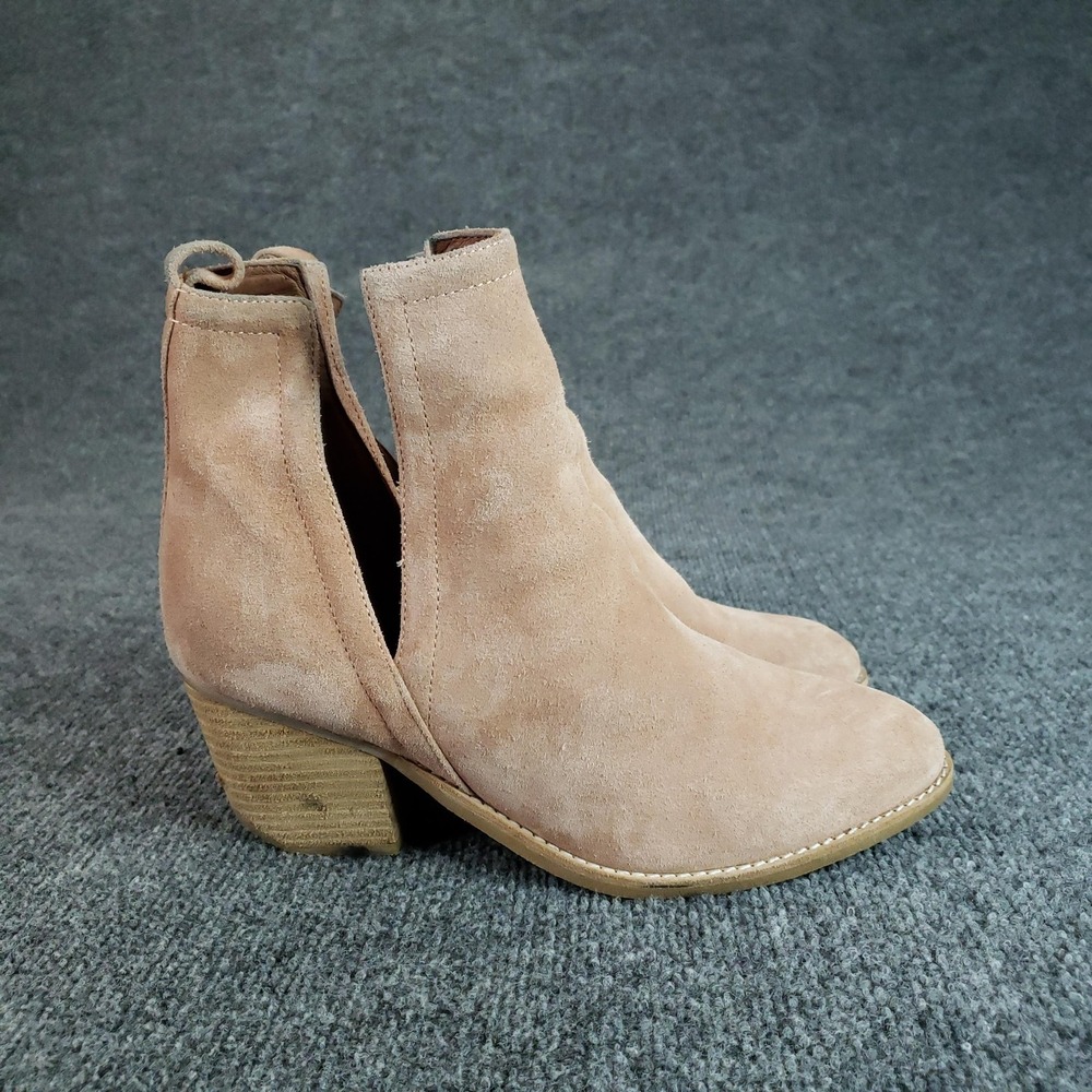 Jeffrey Campbell Booties Womens Size 10 Pink Suede Ankle Cutout Block Heel